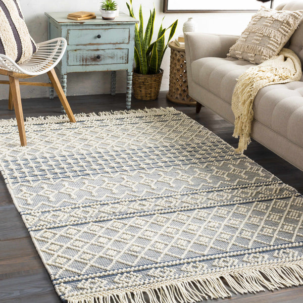 Brothers Blue Wool&Cotton Rug - Clearance