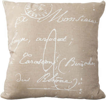 Murray Beige Script Throw Pillow - Clearance