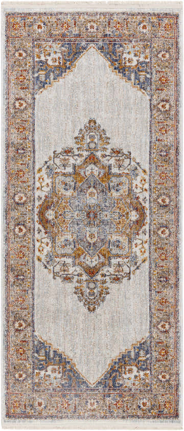 Close-up of Kokstad Area Rug - Clearance. Features a traditional design with arctic stone, beige, brown, and taupe tones. Design-Runner