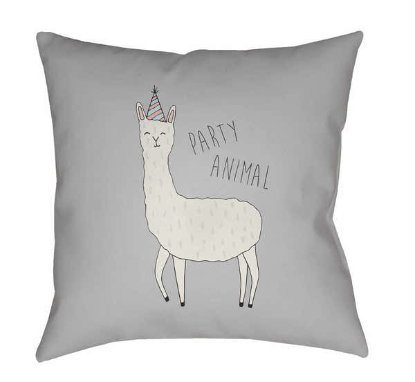 Kids Party Animal Print Decorative Nursery Gray Outdoor Throw Pillow