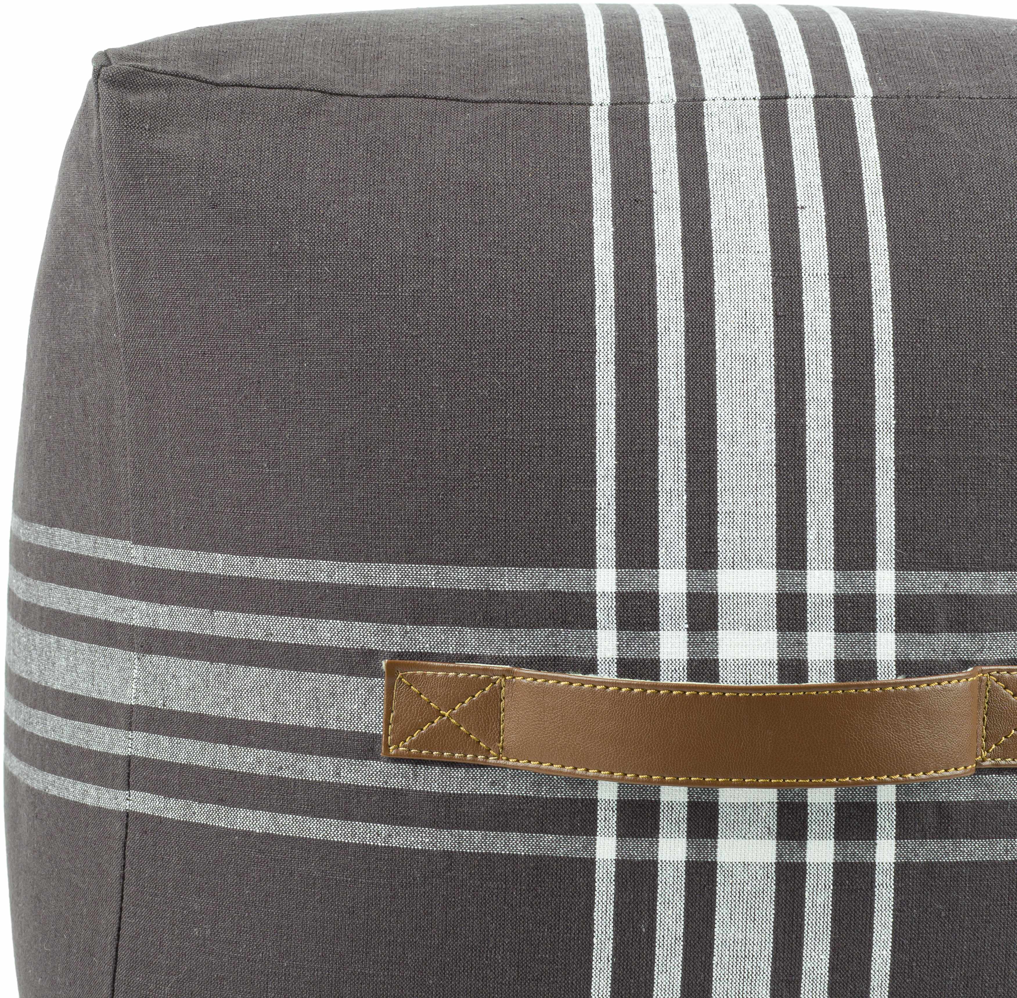 Zoomed-in view of the edge of Mati Pouf, focusing on border details and craftsmanship. Transitional,Traditional PoufsBacking  