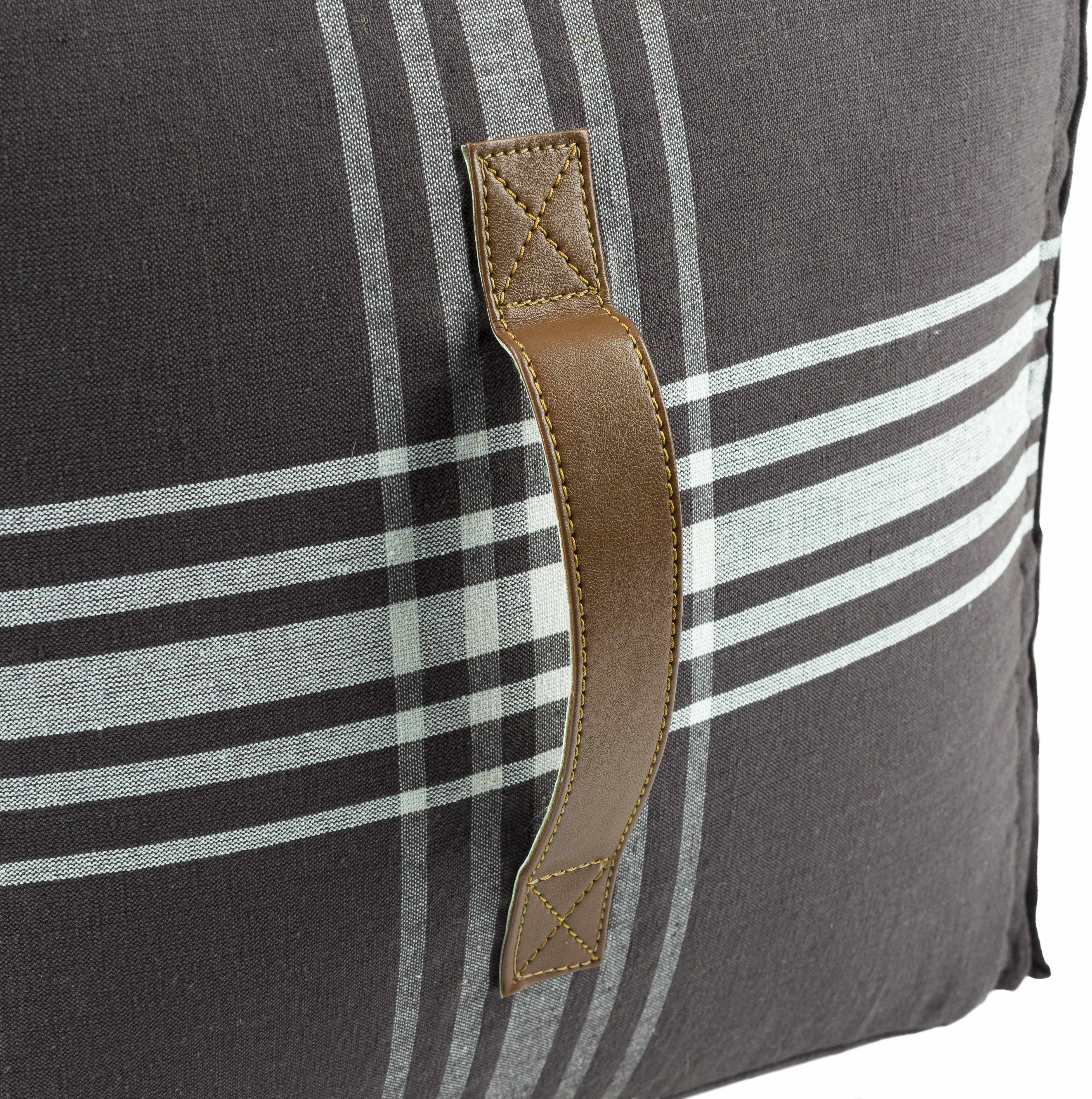 Reverse side of Mati Pouf, focusing on underside structure and material.Transitional,Traditional PoufsBacking  