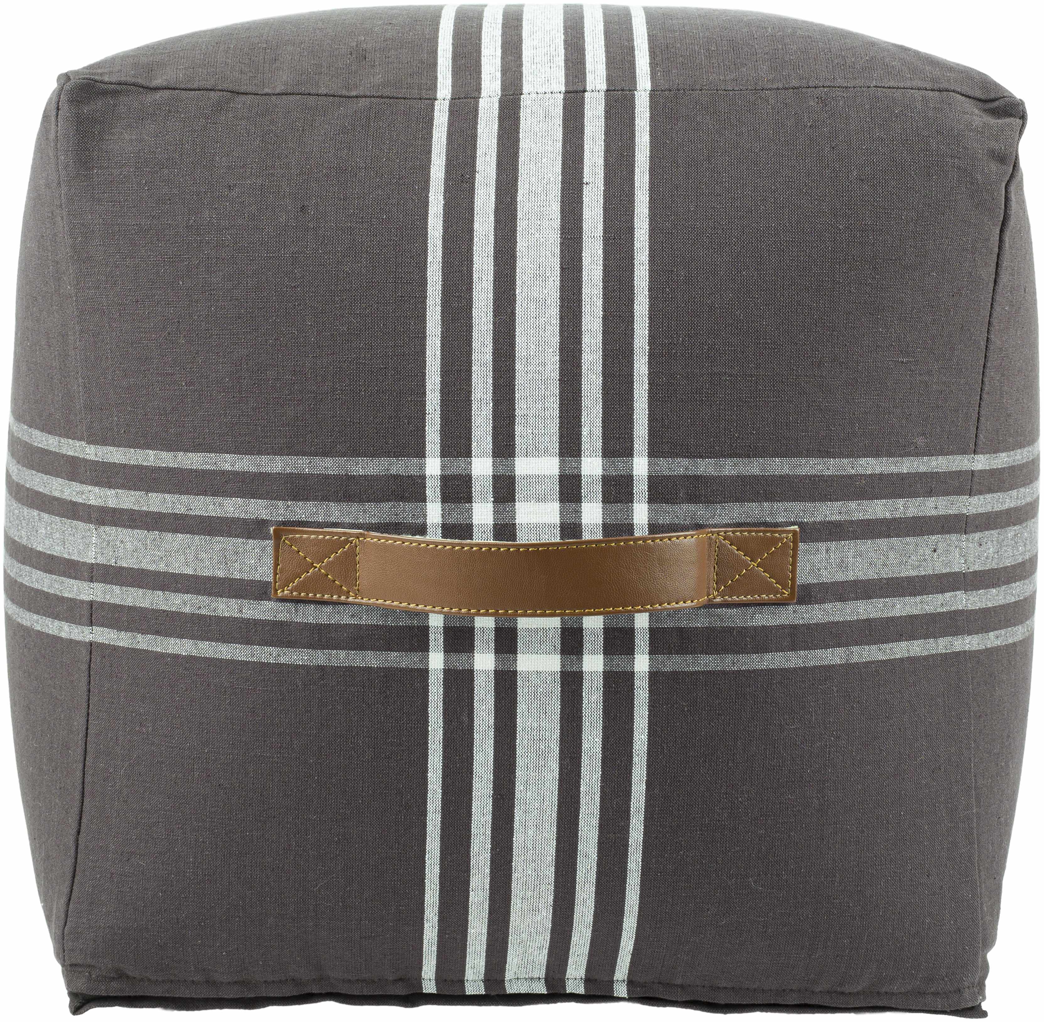 Reverse side of Mati Pouf, focusing on underside structure and material.Transitional,Traditional PoufsBacking  