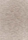 Close-up of the Muhlenberg Indoor & Outdoor Rug. Brown, cream, and tan woven texture. Contemporary farmhouse style. Design-Rectangle-537