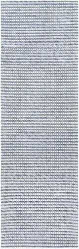 Close-up of the hand woven Mulgoa Area Rug. Medium gray and white textured rug with a contemporary design. Design-Runner-268