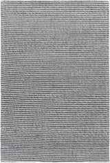 Close-up of the hand woven Mulgoa Area Rug. Medium gray wool and polyester create a textured, contemporary design. Design-Rectangle-576