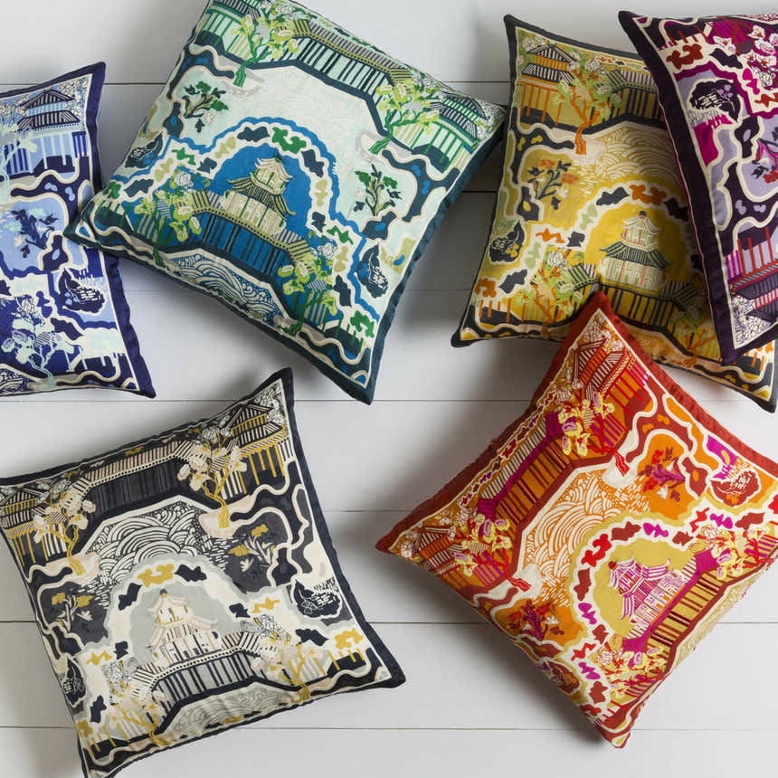 Mulino Orange&Yellow Pagoda Throw Pillow - Clearance