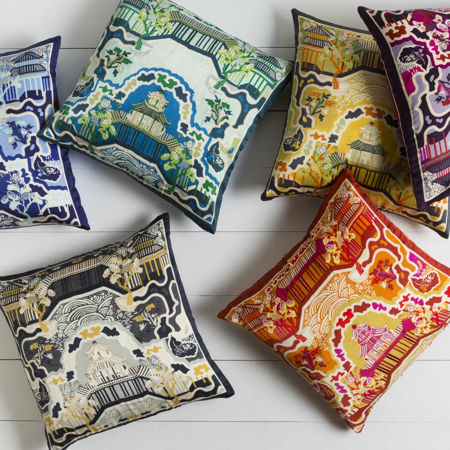 Mulino Orange&Yellow Pagoda Throw Pillow - Clearance