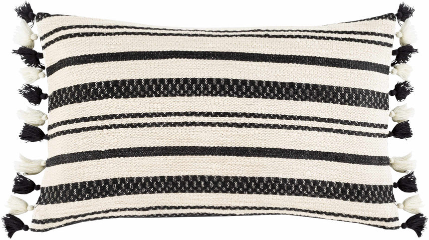 Munden Black White Striped Lumbar Pillow - Promo
