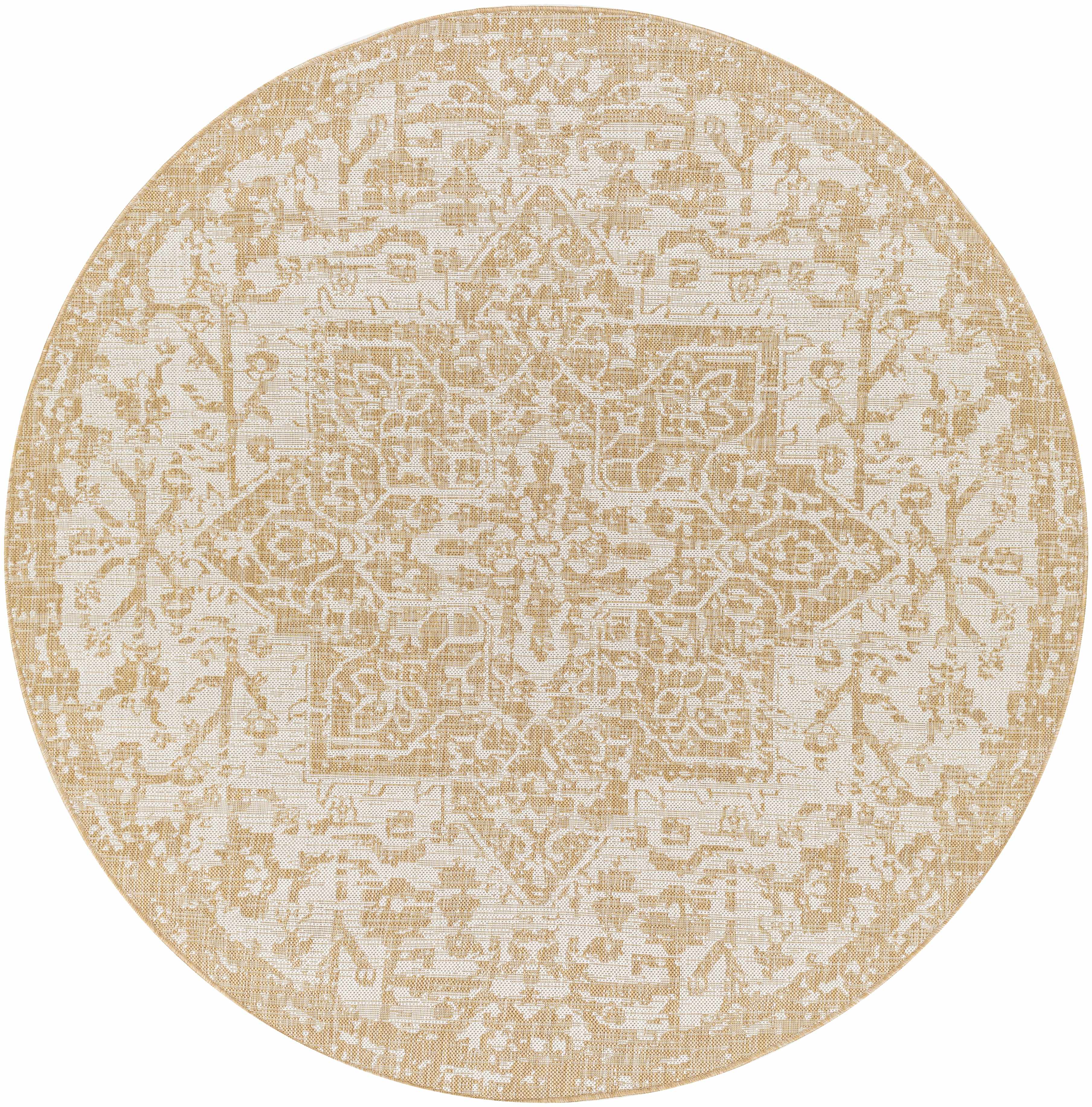 Reverse side of Tan Kilmacolm Outdoor Rug - Clearance, focusing on underside structure and material.Traditional Area Rug Backing  6'7" Round