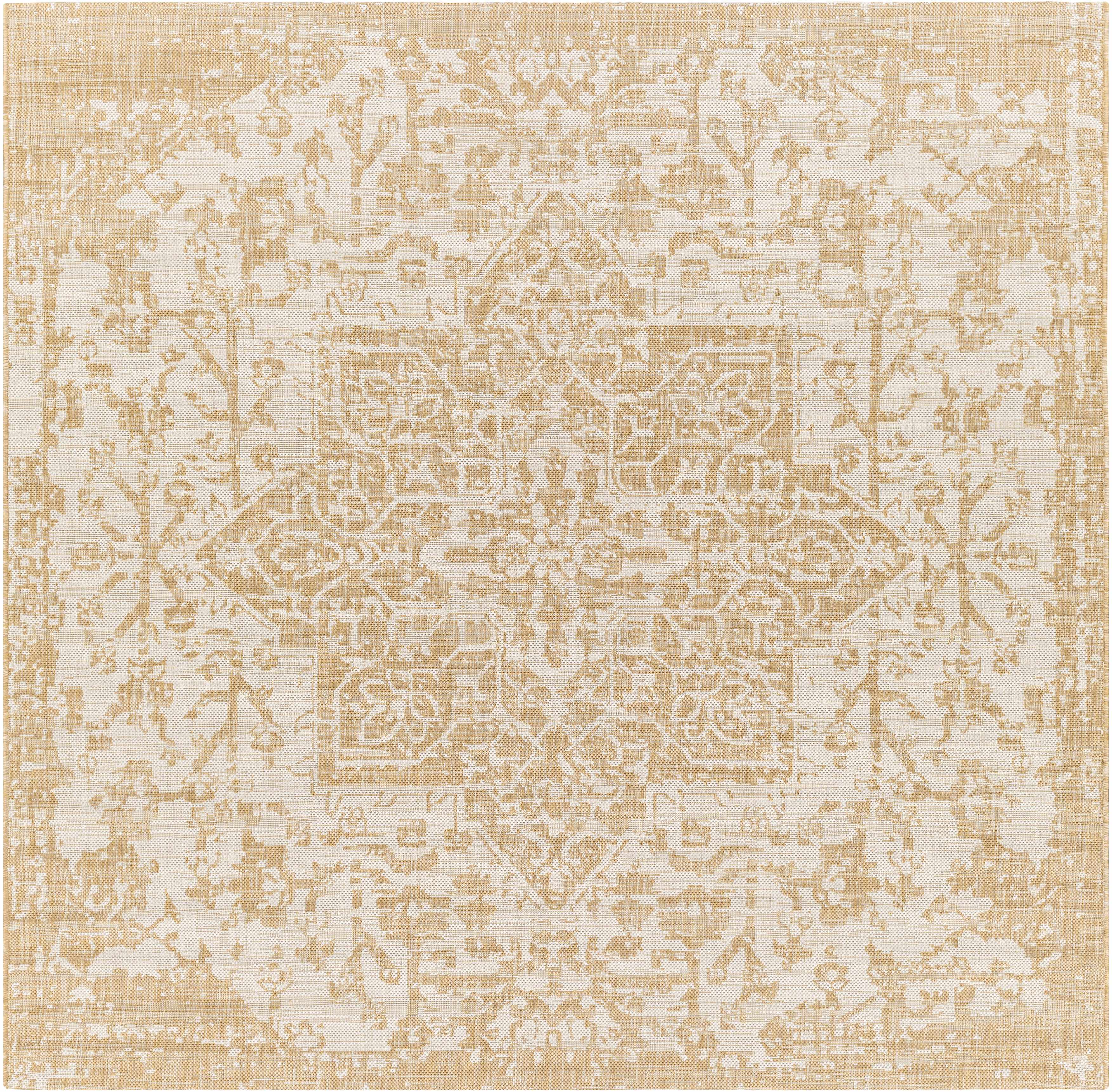 Reverse side of Tan Kilmacolm Outdoor Rug - Clearance, focusing on underside structure and material.Traditional Area Rug Backing  * 6'7" Square