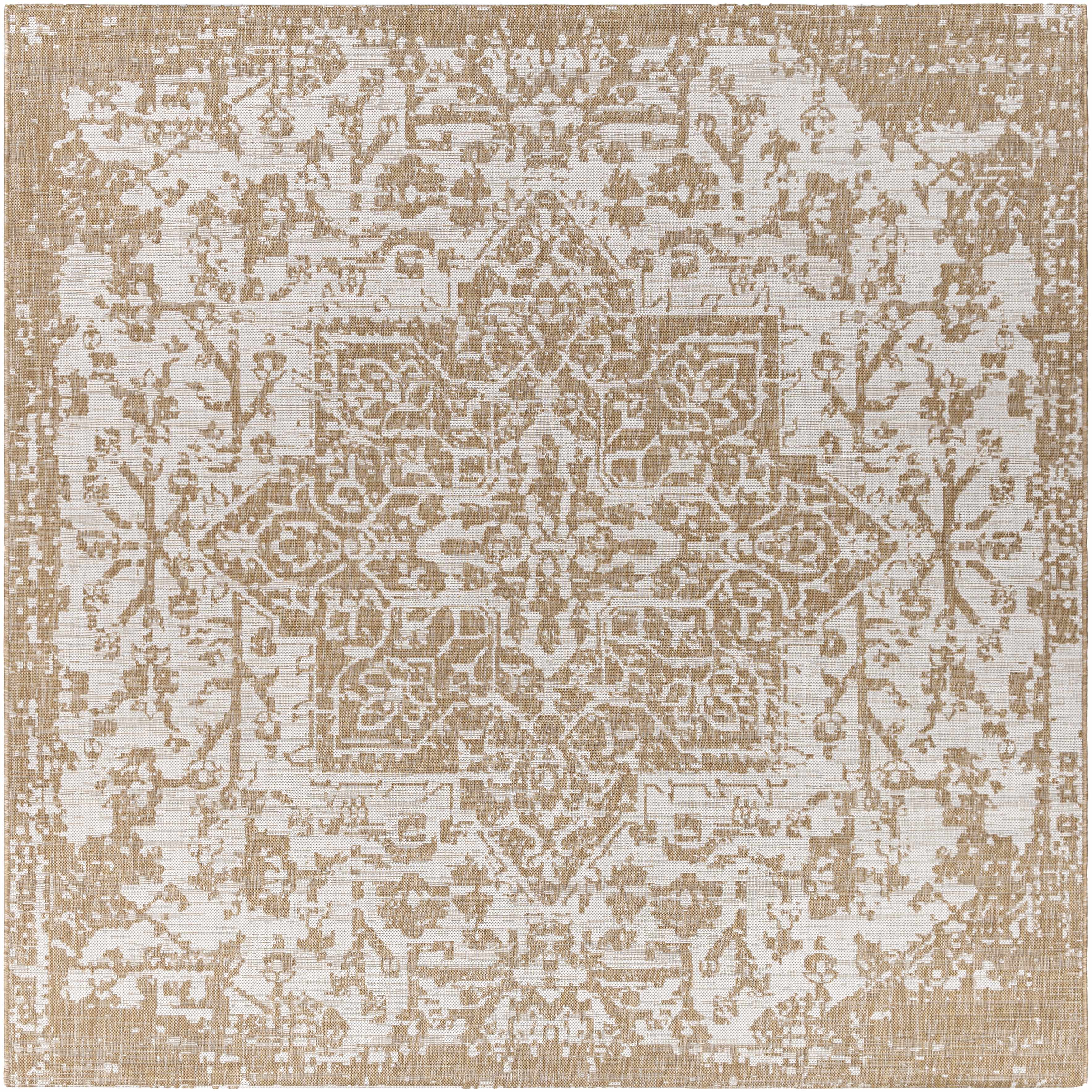 Reverse side of Tan Kilmacolm Outdoor Rug - Clearance, focusing on underside structure and material.Traditional Area Rug Backing  7'10" Square