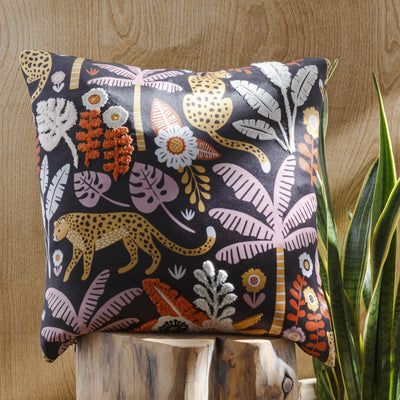 Nakuru Leopard Jungle Floral Throw Pillow - Clearance