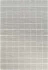 Close-up of the Nissa Sterling Gray Area Rug. Hand woven wool rug with ash gray and light silver grid pattern. Design-Rectangle-576
