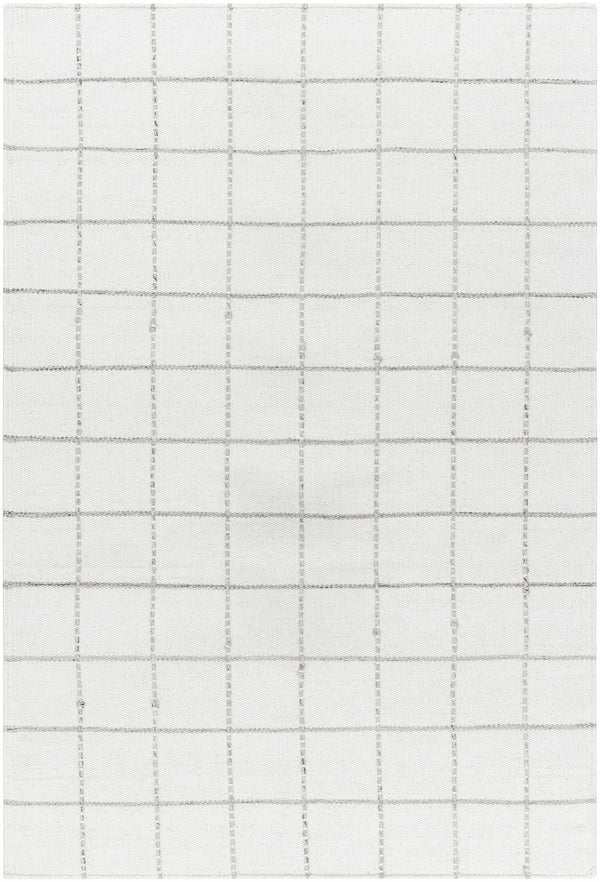 Nissa White Gray Checkered Wool Rug