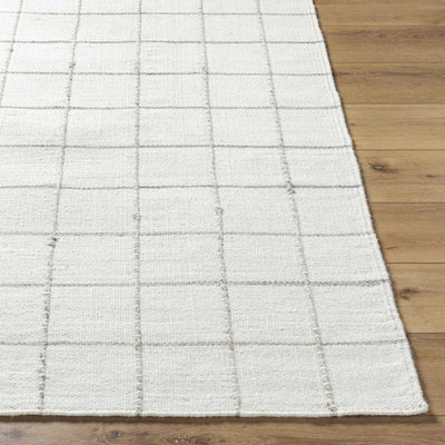 Nissa White Gray Checkered Wool Rug