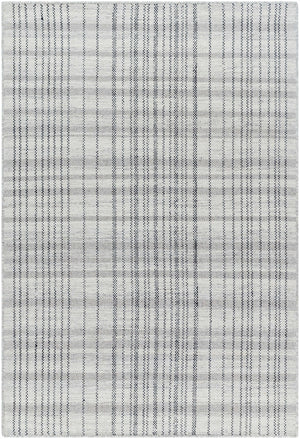 Nissa Blue Gray Checkered Wool Rug