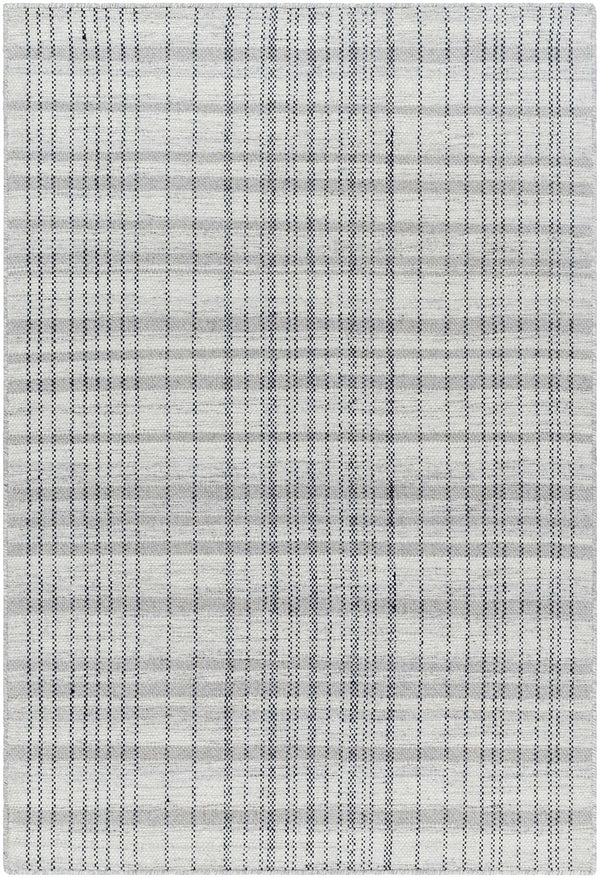 Nissa Blue Gray Checkered Wool Rug