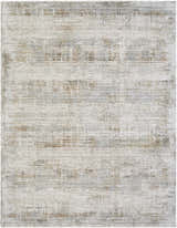 Close-up of the Neron Blue Gray Thick Luxe Abstract Rug, showcasing its charcoal, cream, and light brown colors. Design-Rectangle-710103