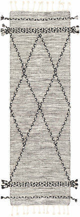 Neal Black/Cream Trellis Cotton Rug with Tassels - Clearance