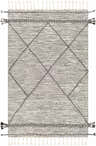 Neal Black/Cream Trellis Cotton Rug, hand woven with black diamond pattern and tassels, farmhouse style. Design-Rectangle-576