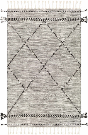 Neal Black/Cream Trellis Cotton Rug with Tassels - Clearance