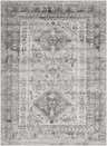 Close-up of the Nelsonville Area Rug. Machine-woven polypropylene rug in charcoal, gray, and white with a traditional oriental pattern. Design-Rectangle-5373