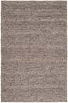 Close-up of the hand-woven Newfolden Area Carpet. Brown, charcoal, and ivory wool rug with a contemporary, natural fiber design. Design-Rectangle-58