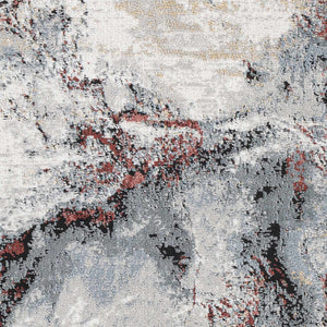 Kirkland Silver-Red Marble Rug