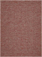 Close-up of the Nuela Burgundy Area Rug, a machine-woven rectangle with a farmhouse-style diamond and geometric pattern. Design-Rectangle-537