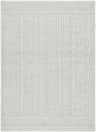 Close-up of the Nuela Light Gray Area Rug showing a geometric diamond and linear pattern. Farmhouse style. Design-Rectangle-537