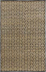 Close-up of the Niangua Area Carpet. Black and mustard geometric pattern, hand-knotted viscose rug. Design-Rectangle-69