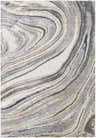 Close-up of the Nillumbik Gray Marble Design Rug. Features charcoal, dark blue, gray, ivory, and beige swirling pattern. Design-Rectangle-5373