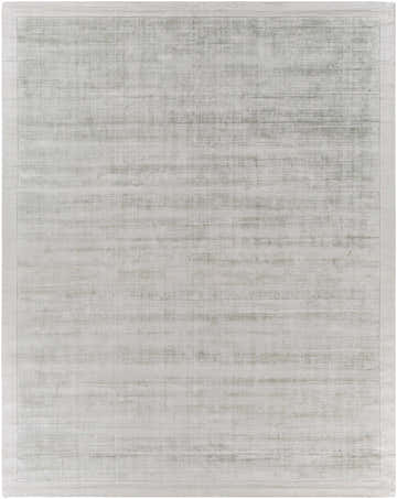 Close-up of a Niota Sheen Light Gray Premium Rug, featuring a subtle striped pattern and soft, light sage color. Design-Rectangle-810