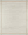 Close-up of the hand woven Nimue Area Rug. Ivory and tan wool rug with a simple, traditional border pattern. Design-Rectangle-810
