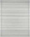 Close-up of the hand-woven Nimue Gray Area Rug. Features gray and ivory stripes and a gray border. 100% Wool. Design-Rectangle-810