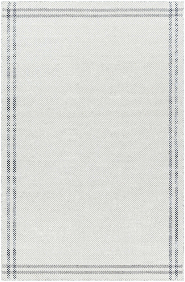 Nimue Cream & Charcoal Bordered Wool Rug