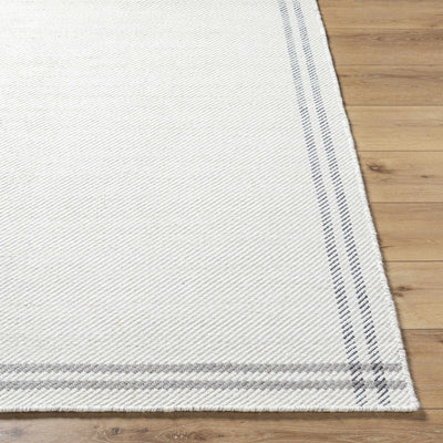 Nimue Cream & Charcoal Bordered Wool Rug