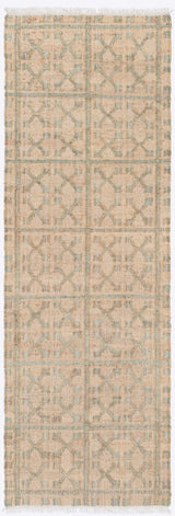 Rice Dusty Sage Fringed Jute Carpet