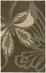 Close-up of the Nordstro 5x8 Area Rug. Hand-hooked rug with a contemporary beige, sage, and brown floral pattern. Design-Rectangle-58