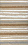 Close-up of the hand woven Nortonville Area Carpet. Brown, cream, gray, and taupe horizontal stripes. Wool rug texture. Design-Rectangle-58