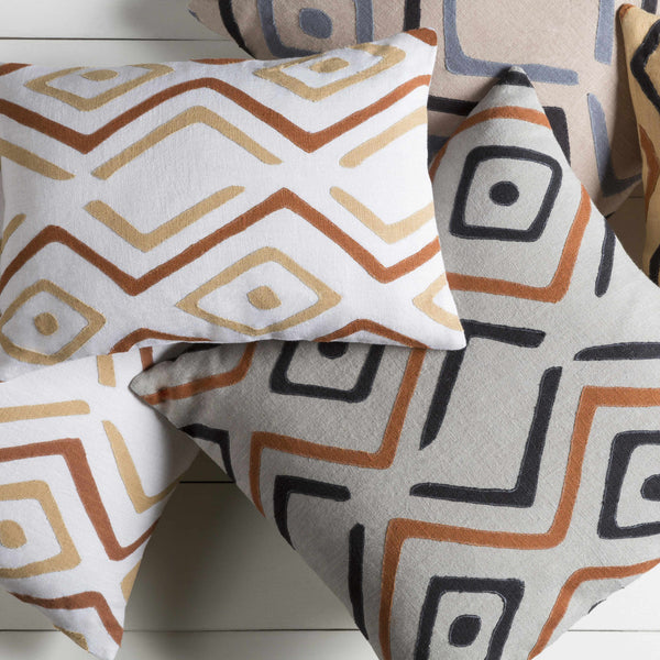 Purlear Geometric Orange Black Accent Pillow - Clearance