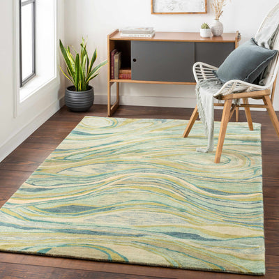 Medfield Olive Abstract Premium Wool Rug - Clearance