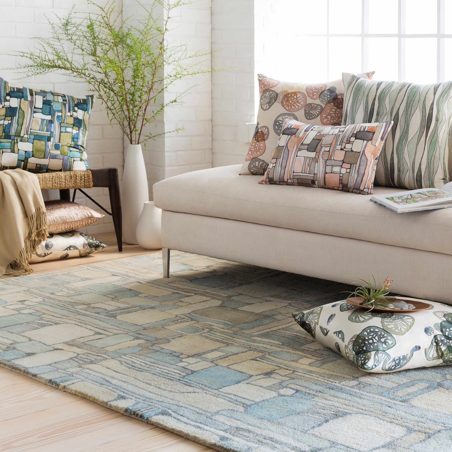 Bathurst Modern  Multicolor Throw Pillow - Clearance