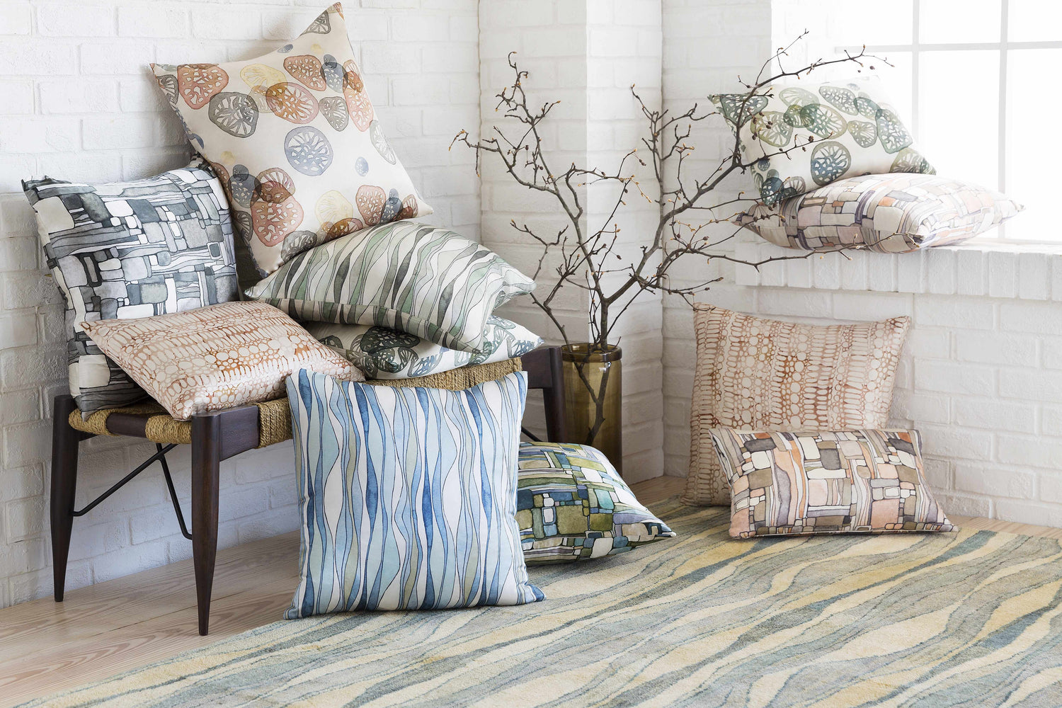 Bathurst Modern  Multicolor Throw Pillow - Clearance