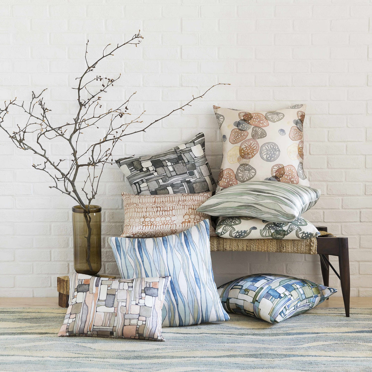 Bathurst Modern  Multicolor Throw Pillow - Clearance