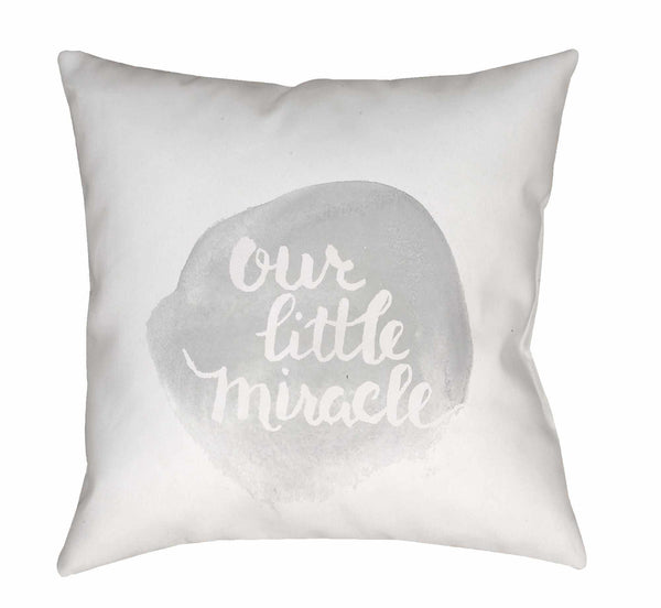 Our Little Miracle Nursery Baby Decorative Gray Throw Pillow