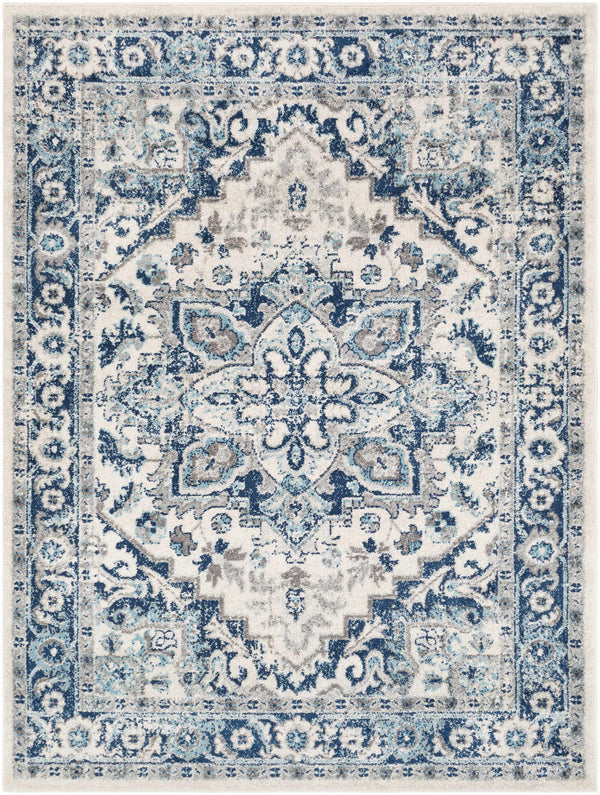 Amity Blue/White Medallion Carpet - Clearance