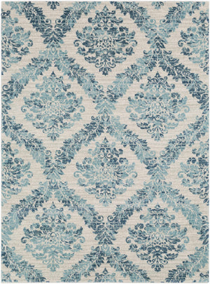 Oaklyn Teal Floral Diamonds Rug