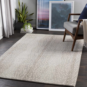 Curdworth Gray Deer Printed Wool Rug